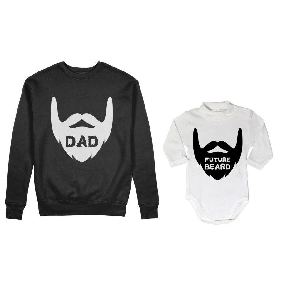 Coordinato felpe o body lupetto neonato padre figlio dad future beard Per il papà