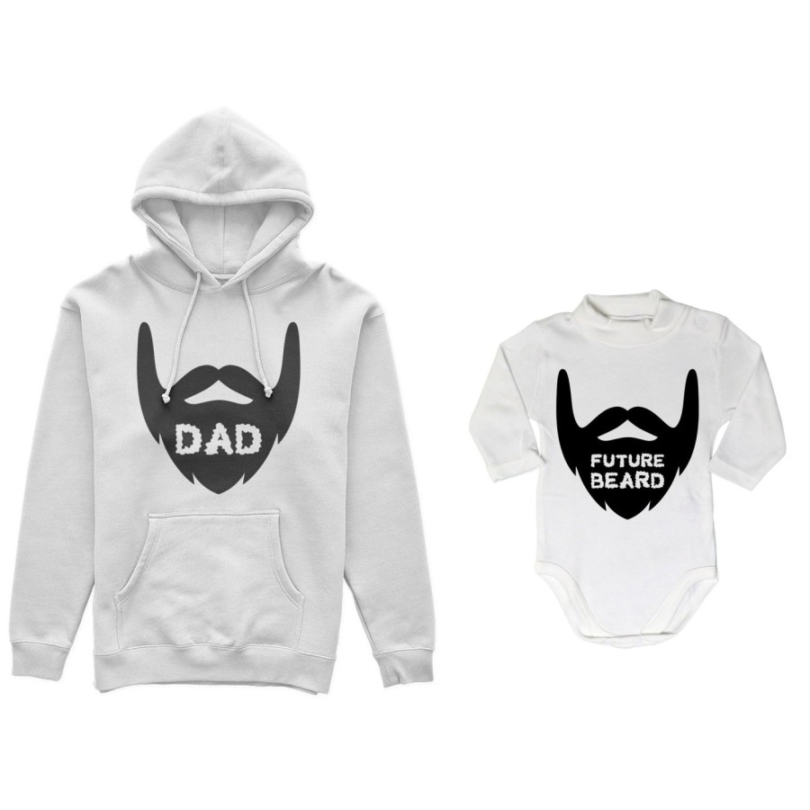 Coordinato felpe o body lupetto neonato padre figlio dad future beard Per il papà