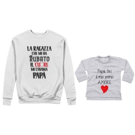 Coordinato felpe o body lupetto neonata padre figlia la ragazza che mi ha rubato cuore mi chiama papà Per il papà