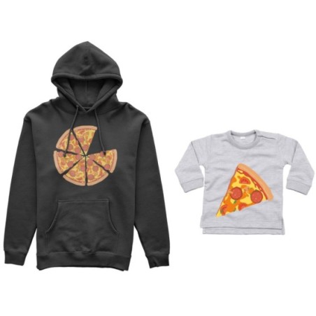 Coordinato felpe o body lupetto neonato padre figlio pizza