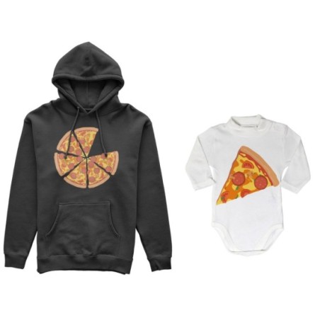 Coordinato felpe o body lupetto neonato padre figlio pizza Per il papà