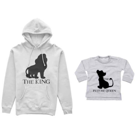 Coordinato felpe o body lupetto padre figlio the king the future king lion the future queen lion Per il papà 2