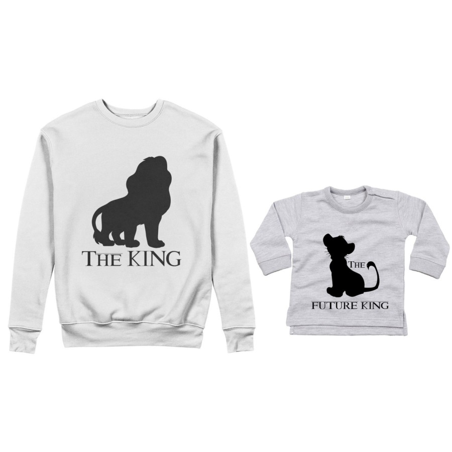 Coordinato felpe o body lupetto padre figlio the king the future king lion the future queen lion Per il papà
