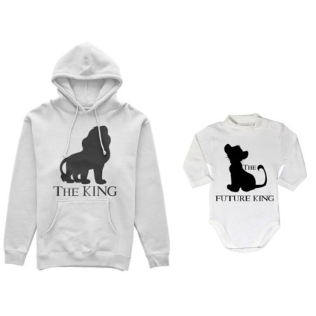 Coordinato felpe o body lupetto padre figlio the king the future king lion the future queen lion Per il papà