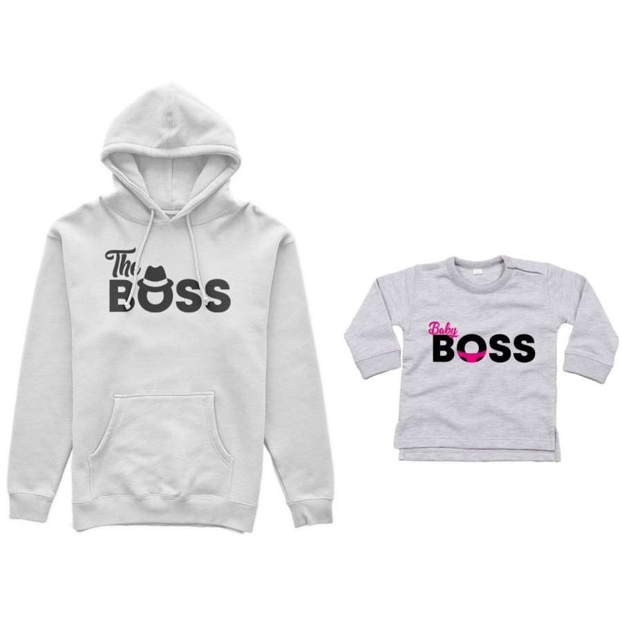 Coordinato felpe o body lupetto neonato padre figlio the boss baby boss Per il papà