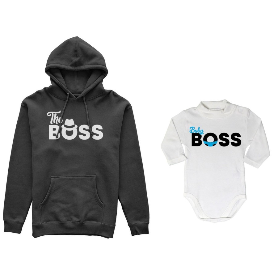Coordinato felpe o body lupetto neonato padre figlio the boss baby boss Per il papà