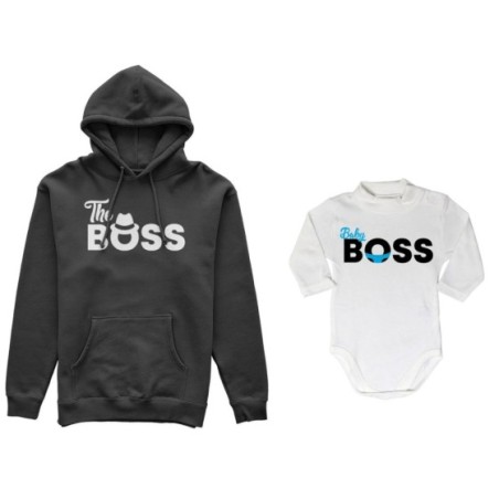 Coordinato felpe o body lupetto neonato padre figlio the boss baby boss Per il papà