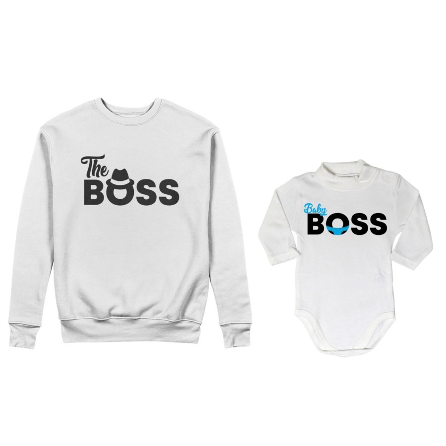 Coordinato felpe o body lupetto neonato padre figlio the boss baby boss Per il papà