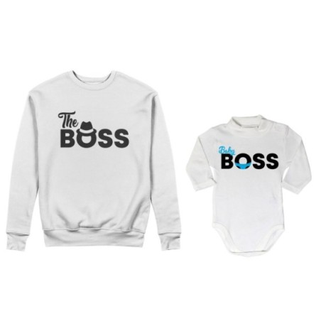 Coordinato felpe o body lupetto neonato padre figlio the boss baby boss Per il papà