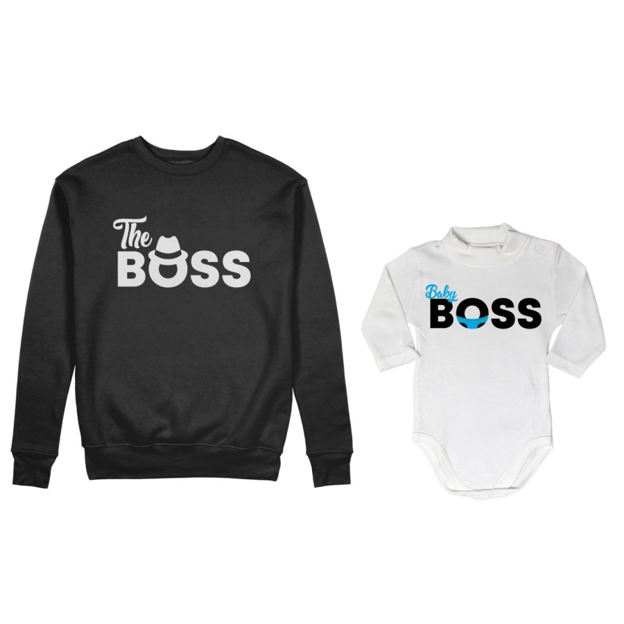 Coordinato felpe o body lupetto neonato padre figlio the boss baby boss Per il papà