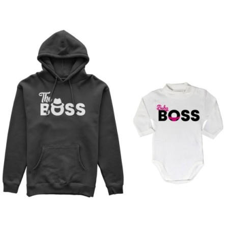 Coordinato felpe o body lupetto neonato padre figlio the boss baby boss Per il papà