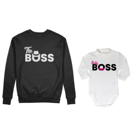 Coordinato felpe o body lupetto neonato padre figlio the boss baby boss Per il papà