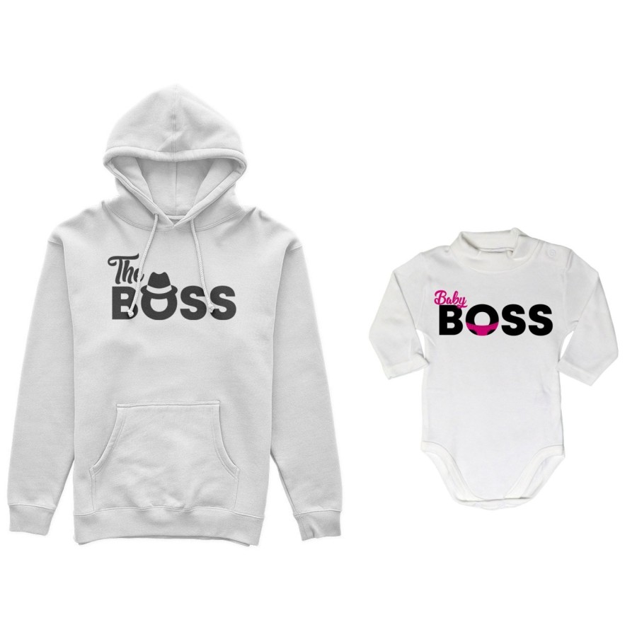 Coordinato felpe o body lupetto neonato padre figlio the boss baby boss Per il papà