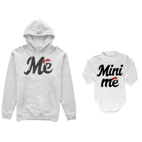Coordinato felpe o body lupetto padre figlio figli personalizzabile me mini me con cappello natalizio Natale