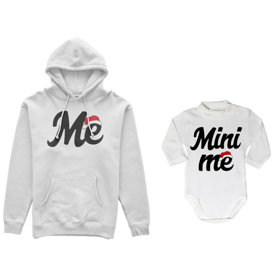 Coordinato felpe o body lupetto padre figlio figli personalizzabile me mini me con cappello natalizio Natale