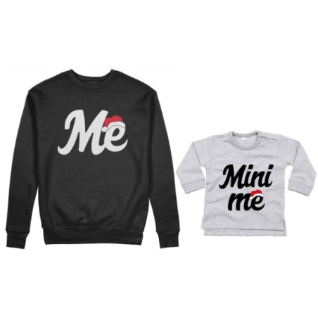Coordinato felpe o body lupetto padre figlio figli personalizzabile me mini me con cappello natalizio Natale