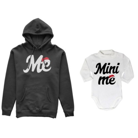 Coordinato felpe o body lupetto padre figlio figli personalizzabile me mini me con cappello natalizio Natale