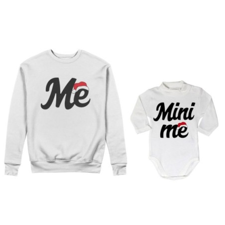 Coordinato felpe o body lupetto padre figlio figli personalizzabile me mini me con cappello natalizio Natale