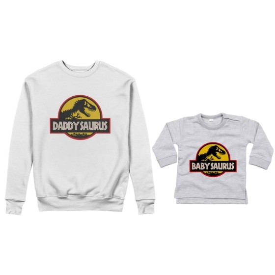 Coordinato felpe o body lupetto neonato padre figlio daddy saurus baby saurus jurassic Per il papà 2
