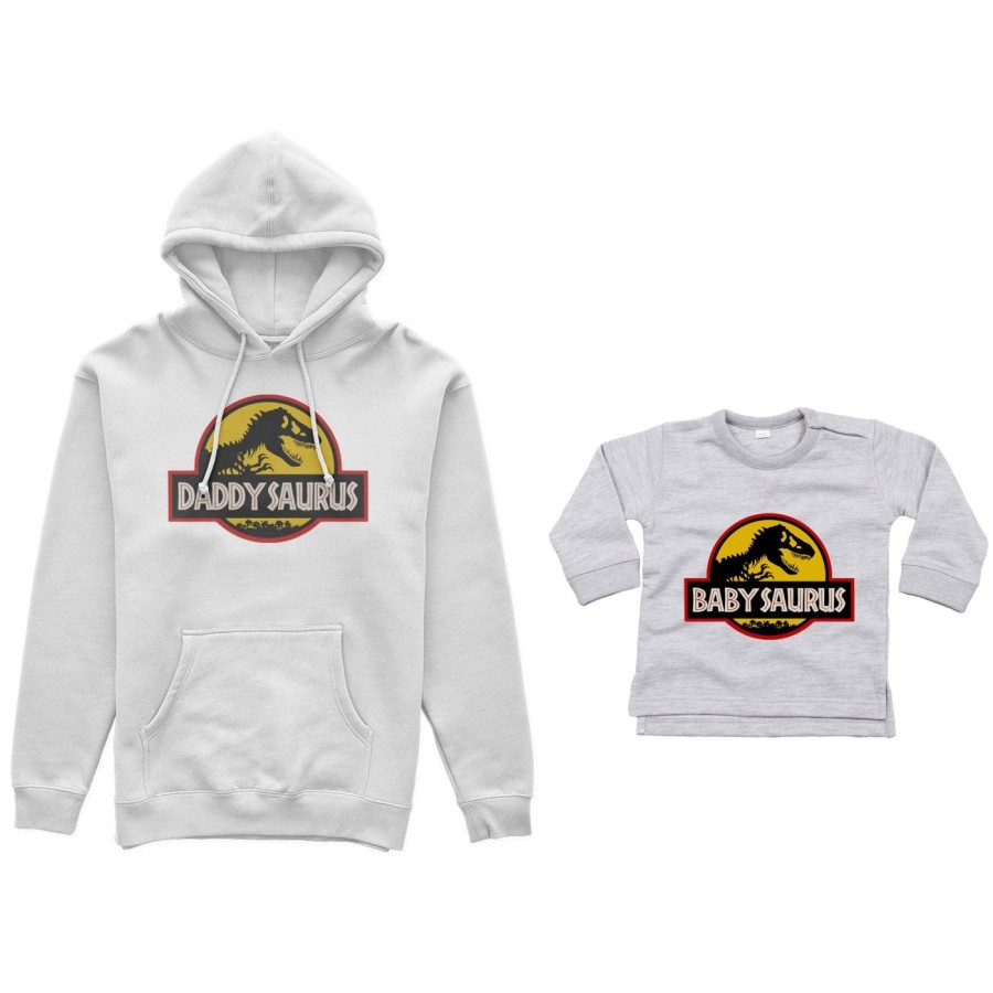 Coordinato felpe o body lupetto neonato padre figlio daddy saurus baby saurus jurassic Per il papà