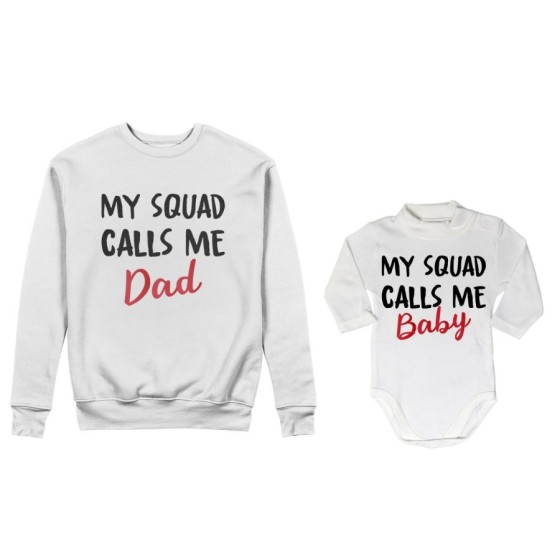 Coordinato felpe o body lupetto neonato padre figlio my squad calls me dad Per il papà 2