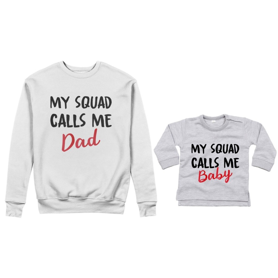 Coordinato felpe o body lupetto neonato padre figlio my squad calls me dad Per il papà