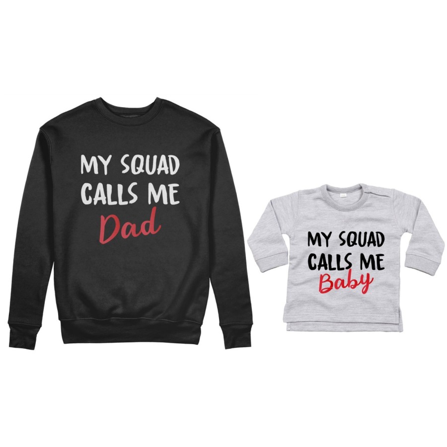 Coordinato felpe o body lupetto neonato padre figlio my squad calls me dad Per il papà