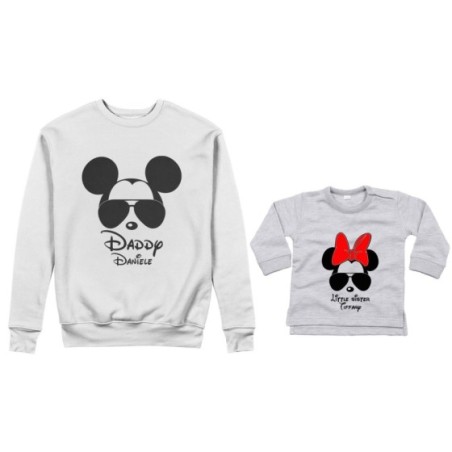 Coordinato felpe o body lupetto neonata padre figlia personalizzato daddy mickey baby sister minnie Per il papà
