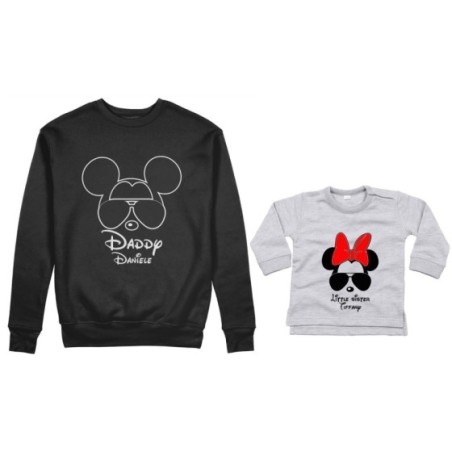 Coordinato felpe o body lupetto neonata padre figlia personalizzato daddy mickey baby sister minnie Per il papà