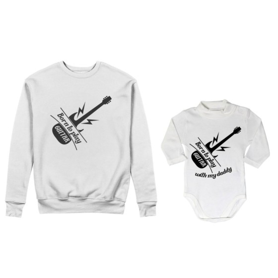 Coordinato felpe o body lupetto padre figlio born to play guitar born to play guitar with my daddy Per il papà