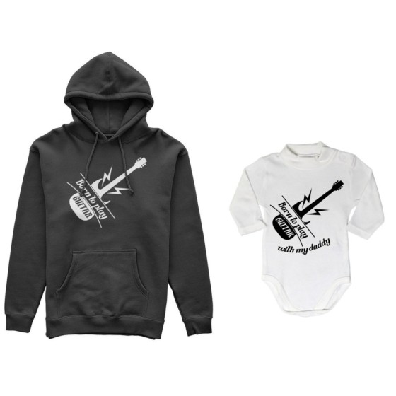 Coordinato felpe o body lupetto padre figlio born to play guitar born to play guitar with my daddy Per il papà 2