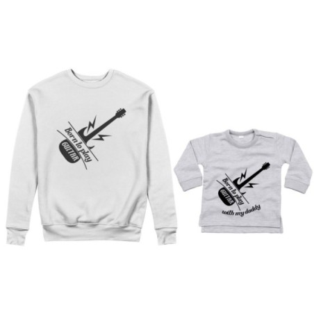 Coordinato felpe o body lupetto padre figlio born to play guitar born to play guitar with my daddy Per il papà