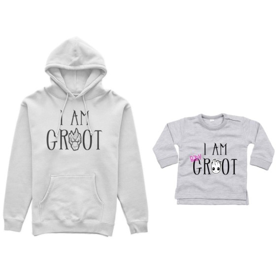 Coordinato felpe o body lupetto neonato padre figlio i am groot i am baby groot Per il papà 2