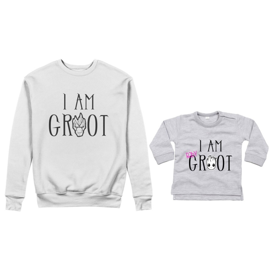 Coordinato felpe o body lupetto neonato padre figlio i am groot i am baby groot Per il papà