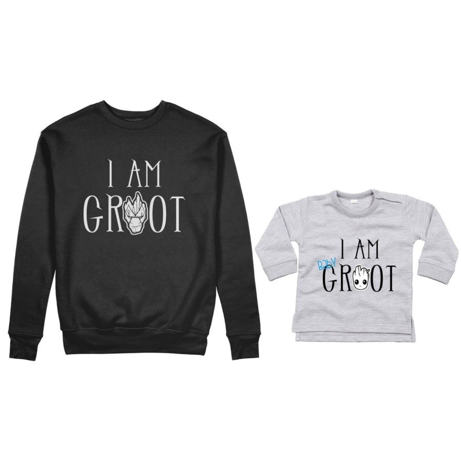 Coordinato felpe o body lupetto neonato padre figlio i am groot i am baby groot Per il papà