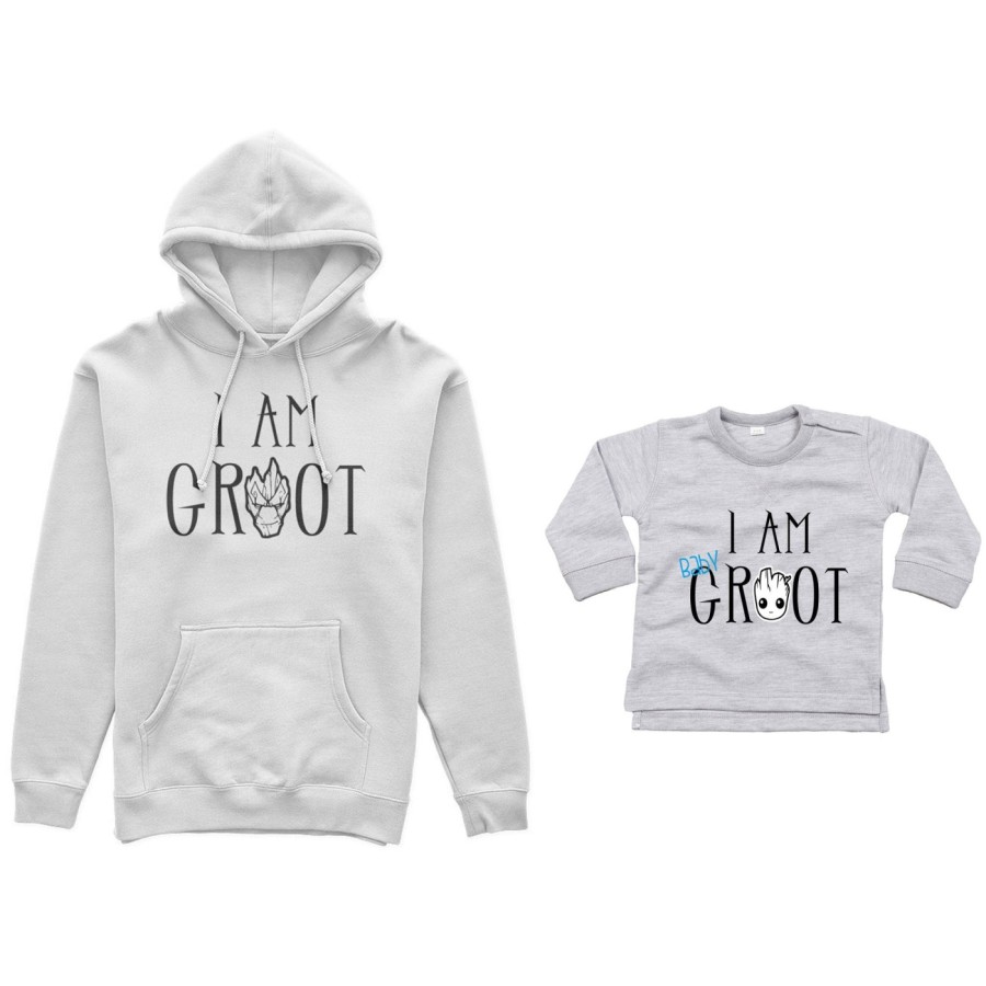 Coordinato felpe o body lupetto neonato padre figlio i am groot i am baby groot Per il papà
