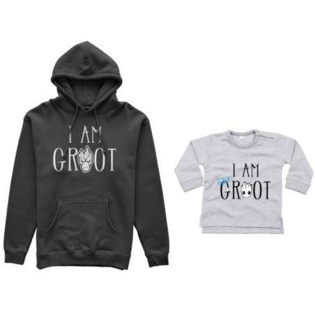 Coordinato felpe o body lupetto neonato padre figlio i am groot i am baby groot Per il papà