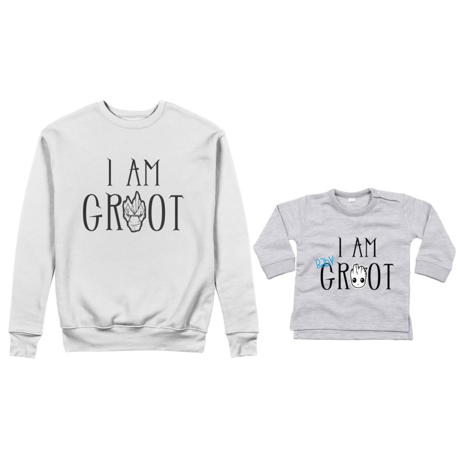 Coordinato felpe o body lupetto neonato padre figlio i am groot i am baby groot Per il papà