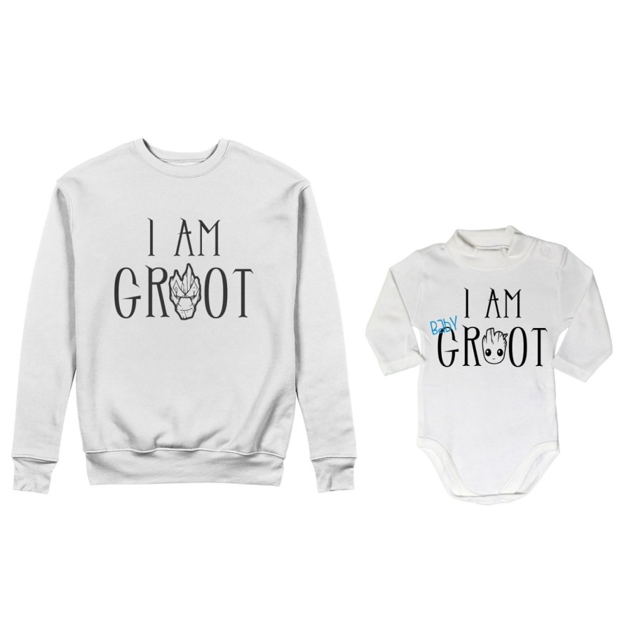 Coordinato felpe o body lupetto neonato padre figlio i am groot i am baby groot Per il papà