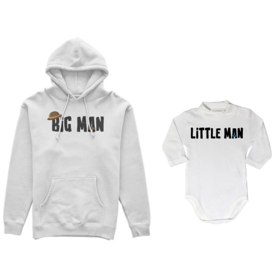 Coordinato felpe o body lupetto neonato padre figlio big man little man little lady Per il papà