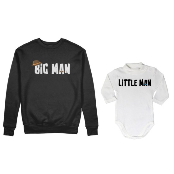 Coordinato felpe o body lupetto neonato padre figlio big man little man little lady Per il papà 2