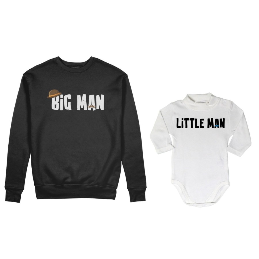 Coordinato felpe o body lupetto neonato padre figlio big man little man little lady Per il papà