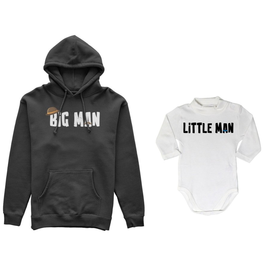 Coordinato felpe o body lupetto neonato padre figlio big man little man little lady Per il papà