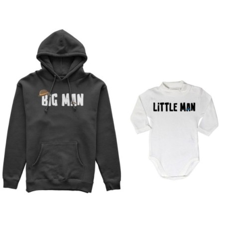 Coordinato felpe o body lupetto neonato padre figlio big man little man little lady Per il papà