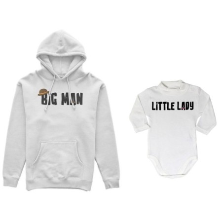Coordinato felpe o body lupetto neonato padre figlio big man little man little lady Per il papà