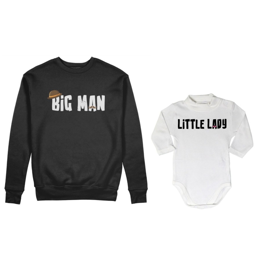 Coordinato felpe o body lupetto neonato padre figlio big man little man little lady Per il papà
