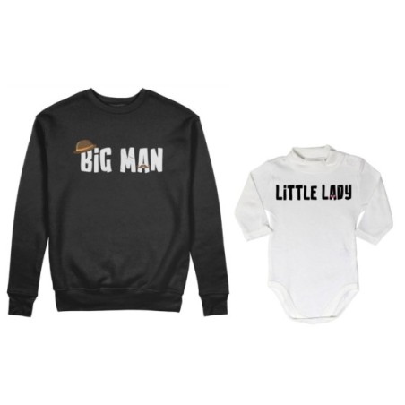 Coordinato felpe o body lupetto neonato padre figlio big man little man little lady Per il papà