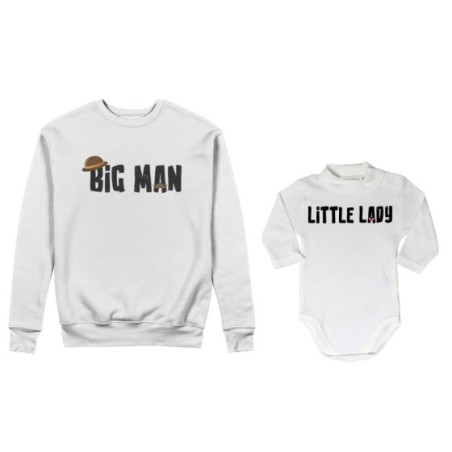 Coordinato felpe o body lupetto neonato padre figlio big man little man little lady Per il papà