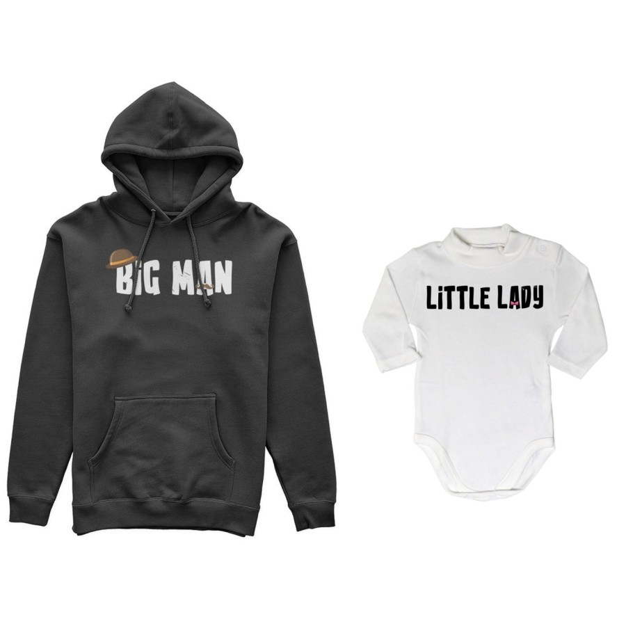 Coordinato felpe o body lupetto neonato padre figlio big man little man little lady Per il papà