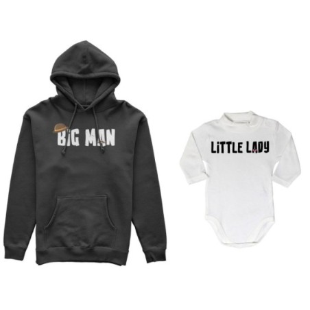 Coordinato felpe o body lupetto neonato padre figlio big man little man little lady Per il papà